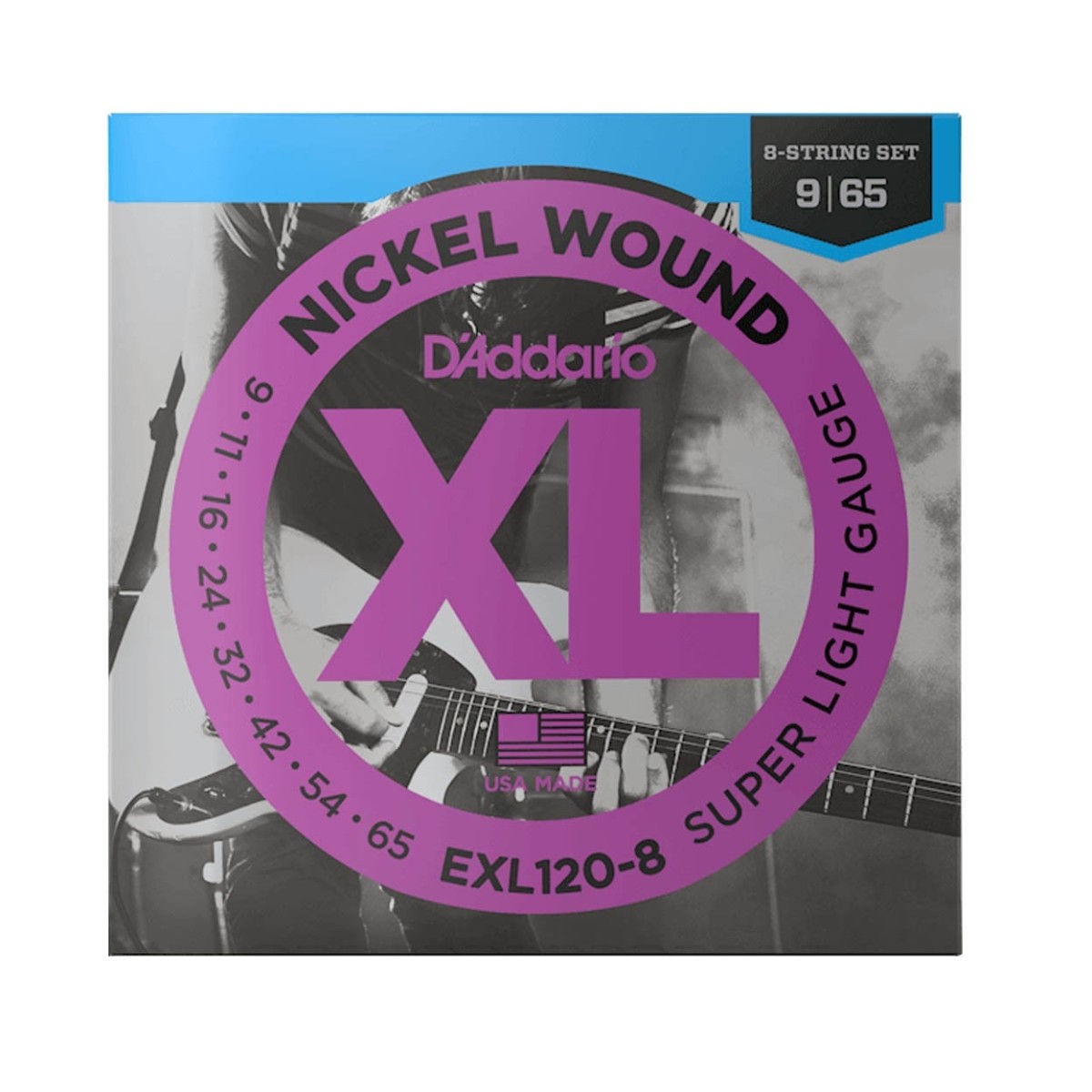 Daddario Exl120-8 8-string Nickel Wound Electric Guitar Strings Super Light 9-65