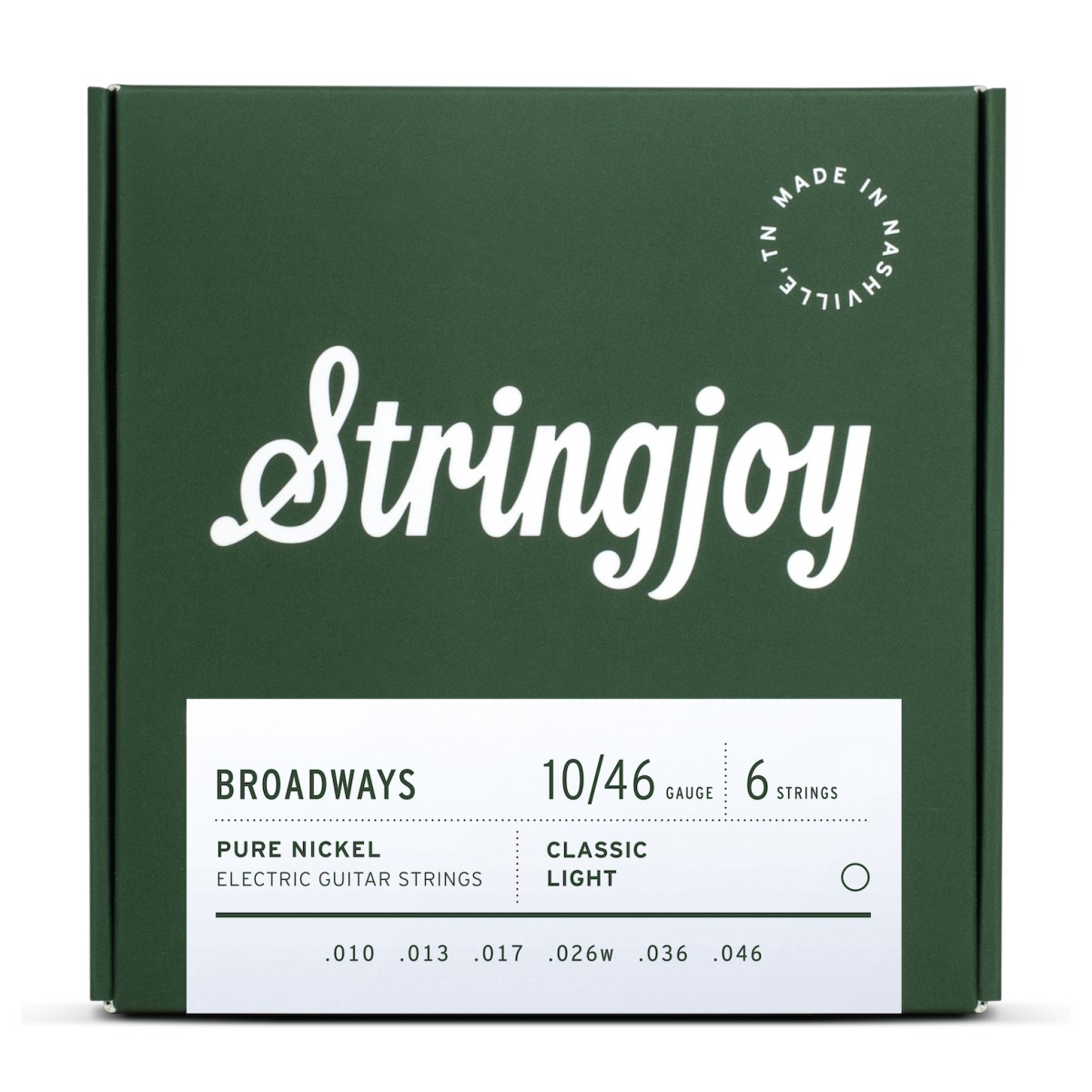 Stringjoy Broadways Classic Light Gauge (10-46) Pure Nickel Electric Guitar Strings