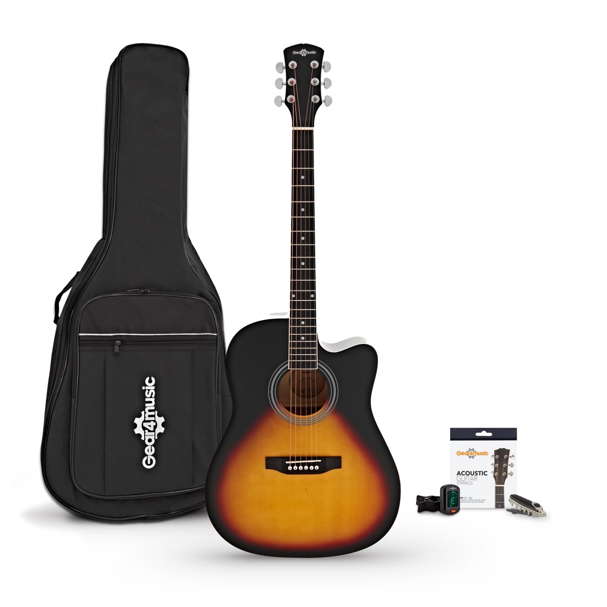 Dreadnought Cutaway Electro Acoustic Guitar & Accessory Pack Sunburst