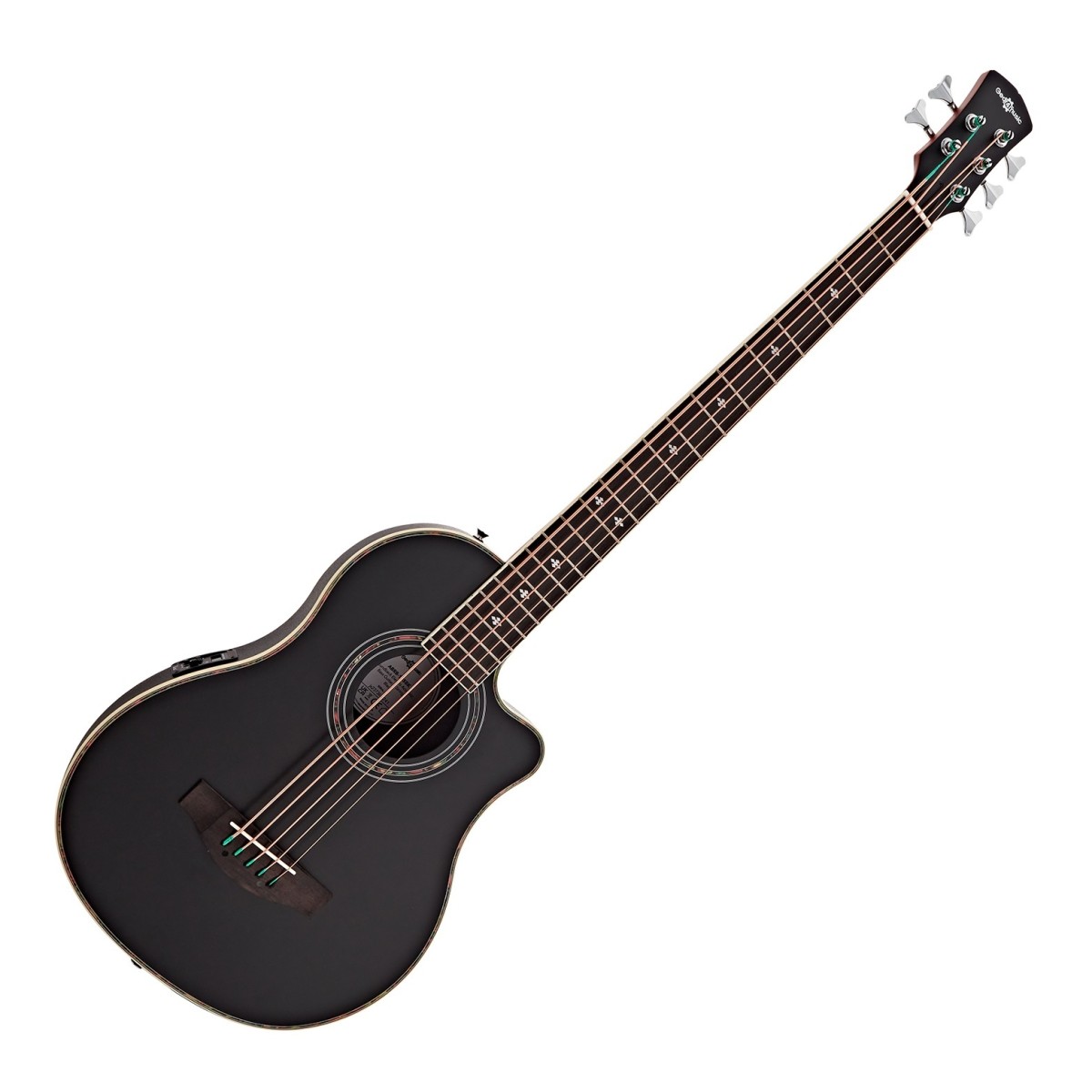 Roundback Electro Acoustic 5 String Bass Guitar Black