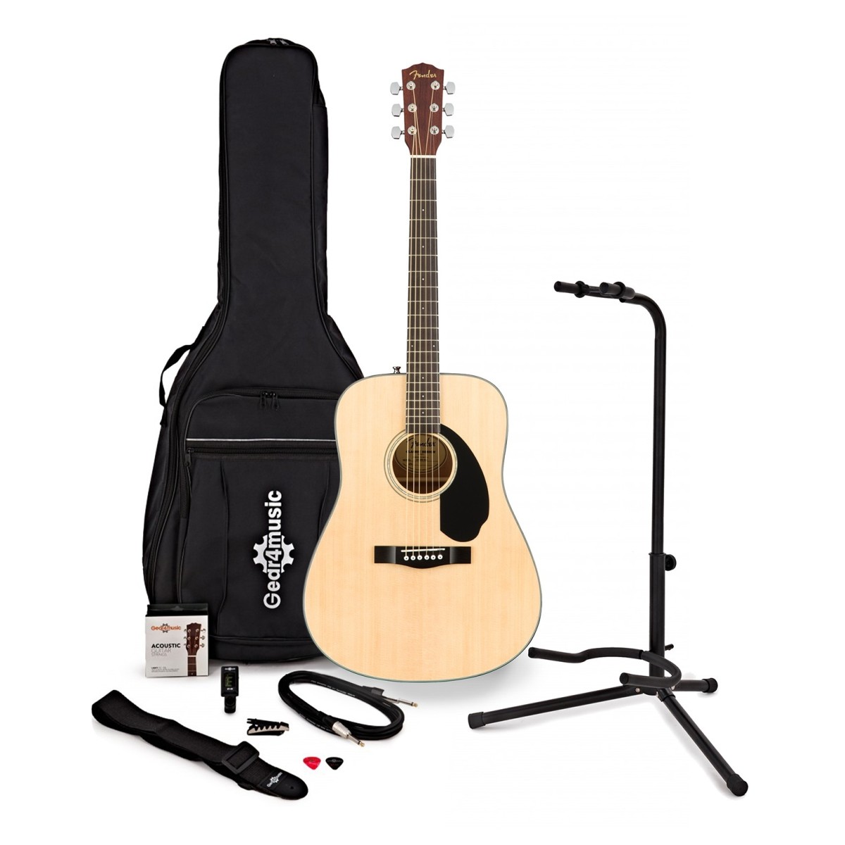 Fender CD-60S Solid Top Acoustic Guitar with Accessory Pack Builder