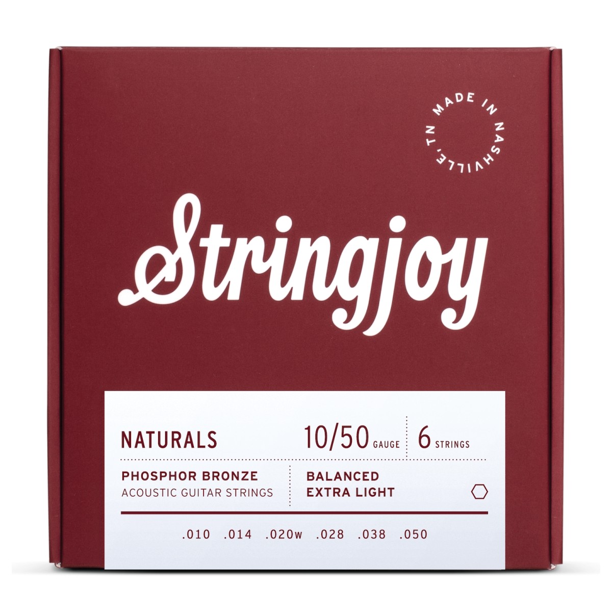 Stringjoy Naturals Extra Light Gauge (10-50) Phosphor Bronze Acoustic Guitar Strings