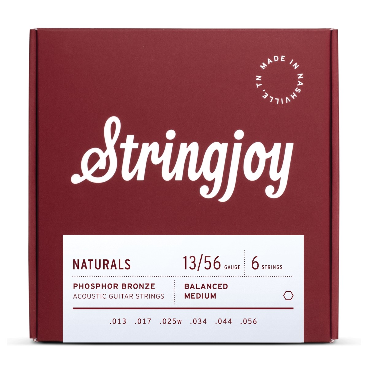 Stringjoy Naturals Medium Gauge (13-56) Phosphor Bronze Acoustic Guitar Strings