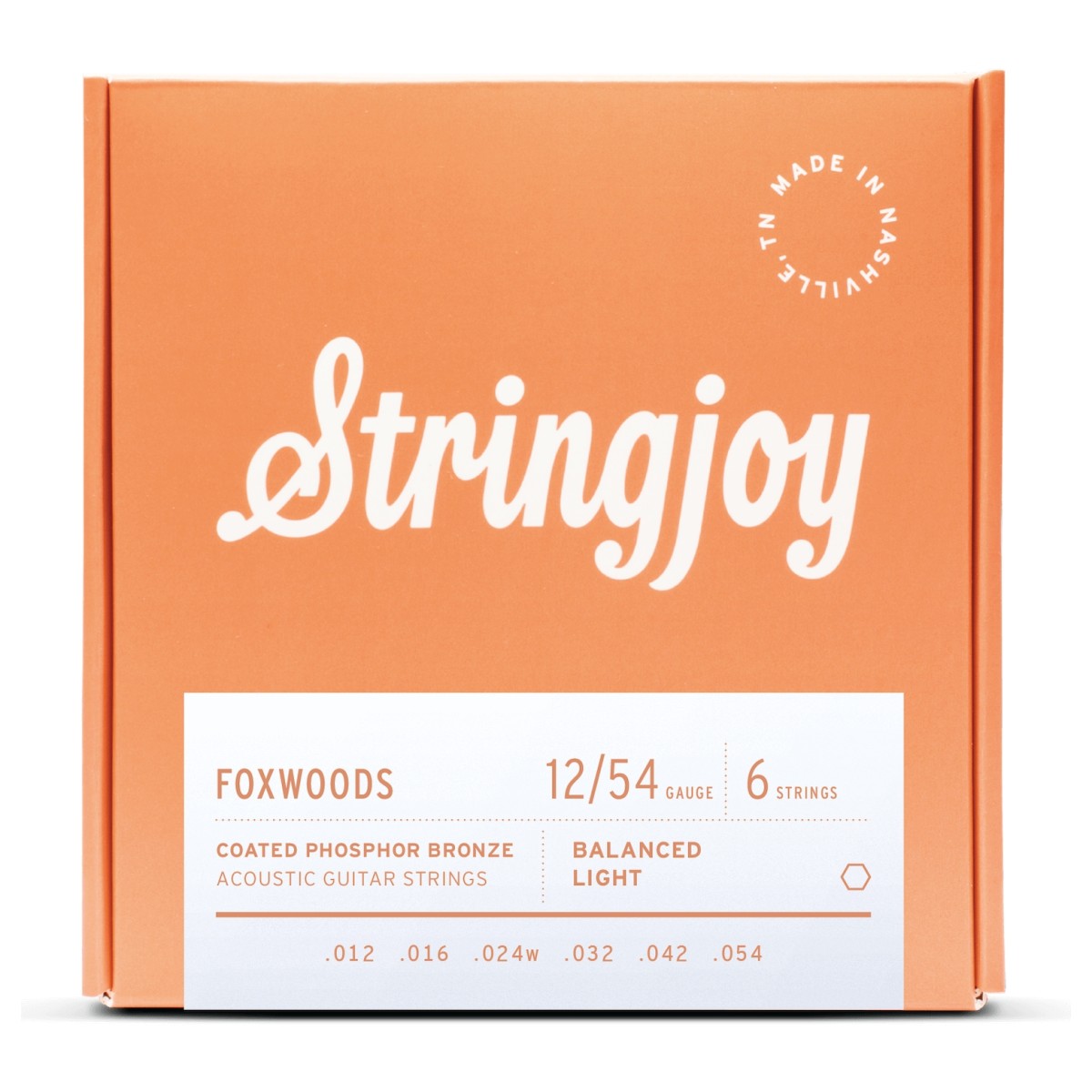 Stringjoy Foxwoods Light Gauge (12-54) Coated Phosphor Bronze Acoustic Guitar Strings