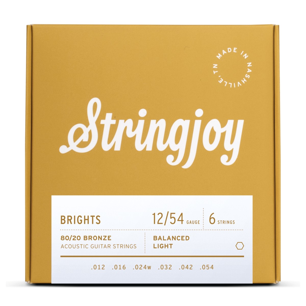 Stringjoy Brights Light Gauge (12-54) 80/20 Bronze Acoustic Guitar Strings