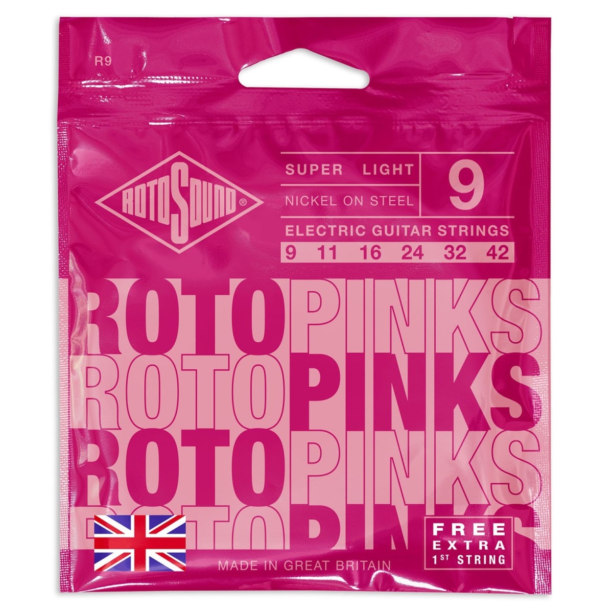Rotosound R09 Roto Pink Nickel Electric Guitar Strings 09-42