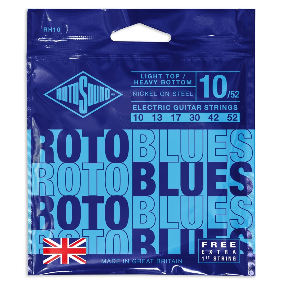 Rotosound RH10 Roto Blue Hybrid Nickel Electric Guitar Strings 10-52