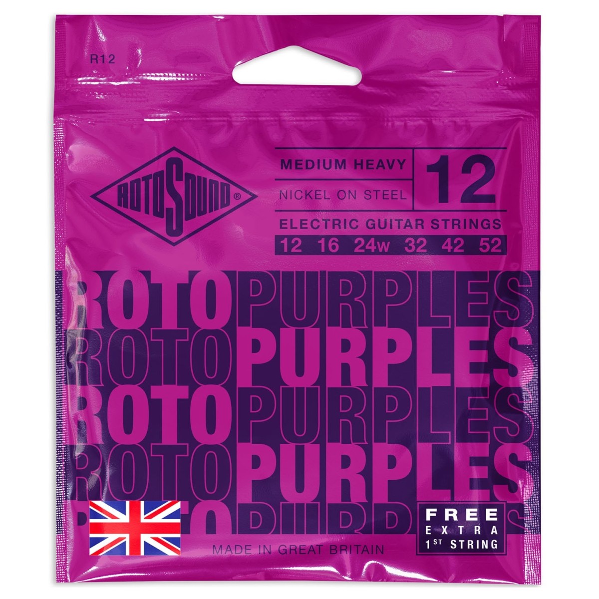 Rotosound R12 Roto Purple Nickel Electric Guitar Strings 12-52