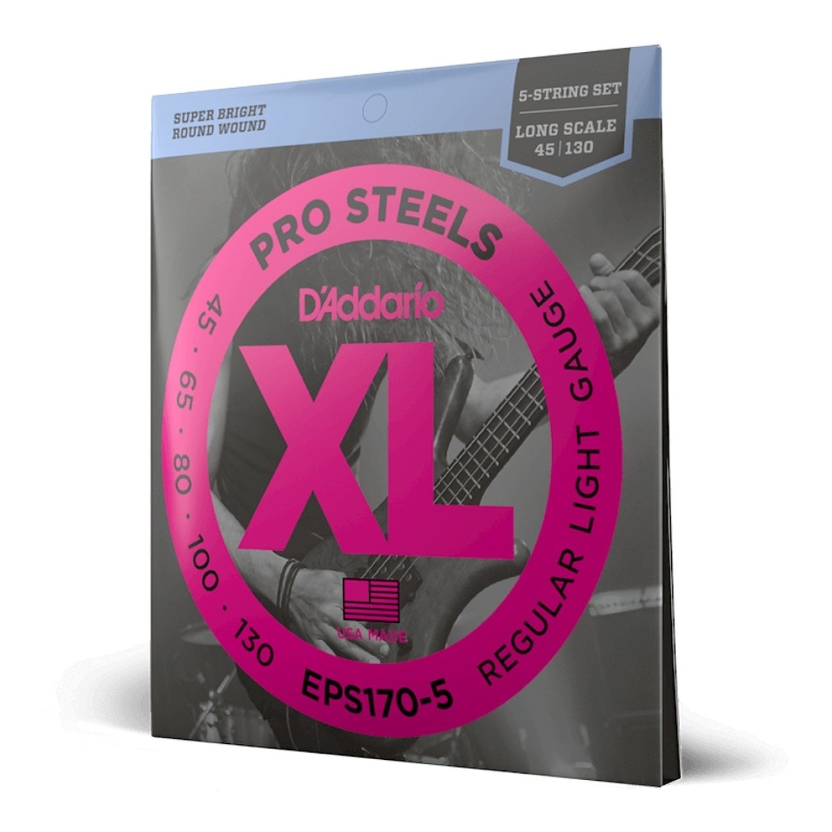 DAddario Eps170-5 5-string Prosteels Bass Guitar Strings Light 45-130 Long Scale