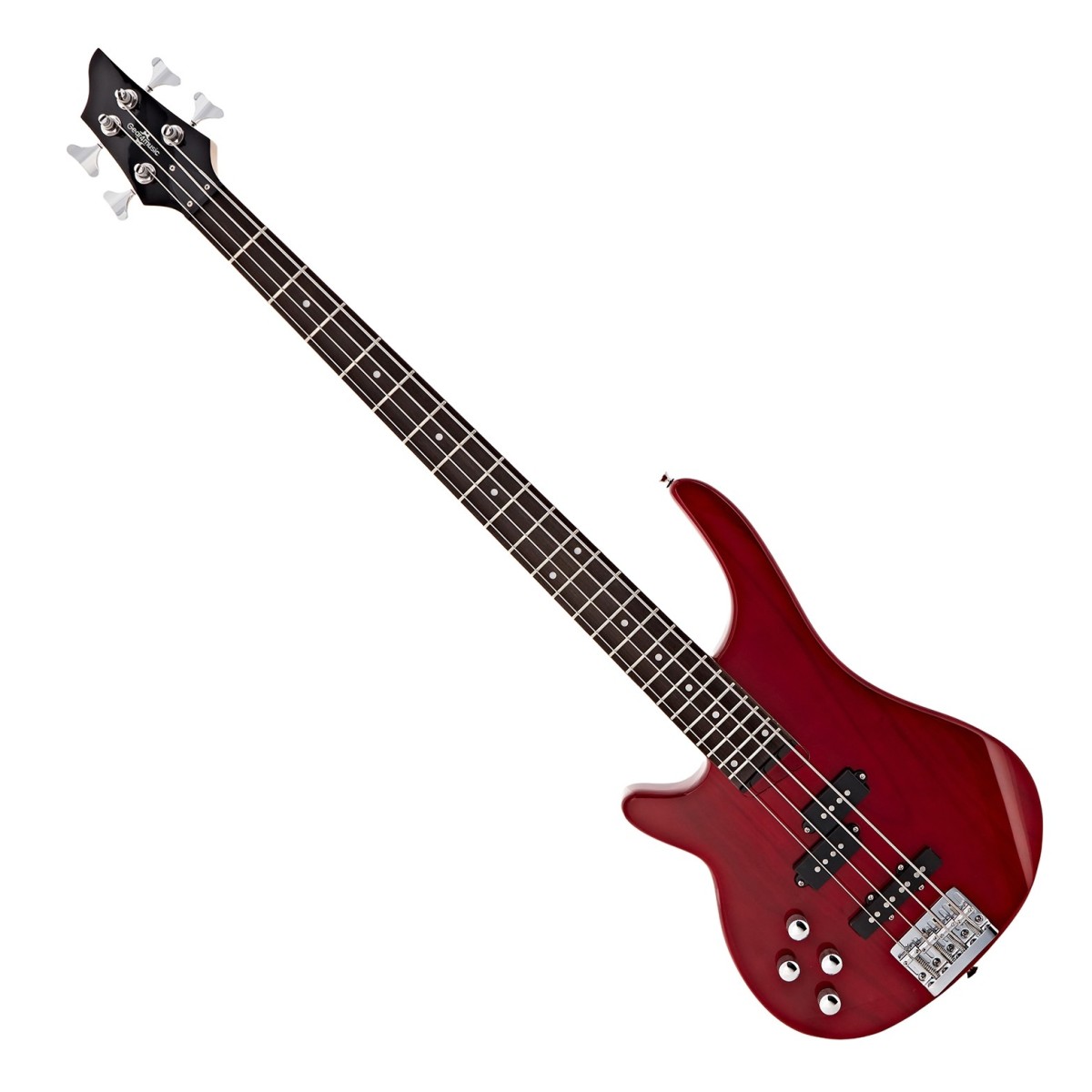 Chicago Left Handed Bass Guitar Trans Red