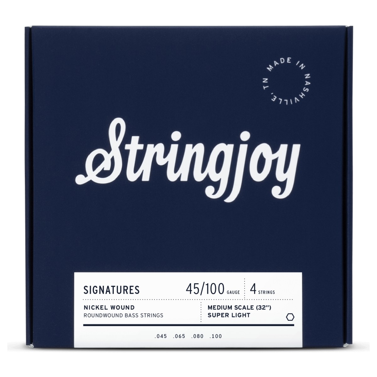 Stringjoy Super Light Gauge (45-100) 4 String Long Scale Nickel Wound Bass Guitar Strings