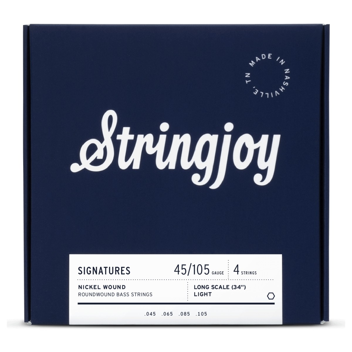 Stringjoy Light Gauge (45-105) 4 String Long Scale Nickel Wound Bass Guitar Strings