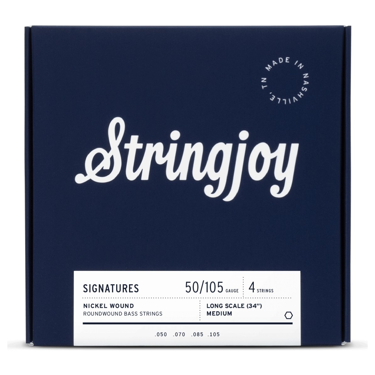 Stringjoy Medium Gauge (50-105) 4 String Long Scale Nickel Wound Bass Guitar Strings