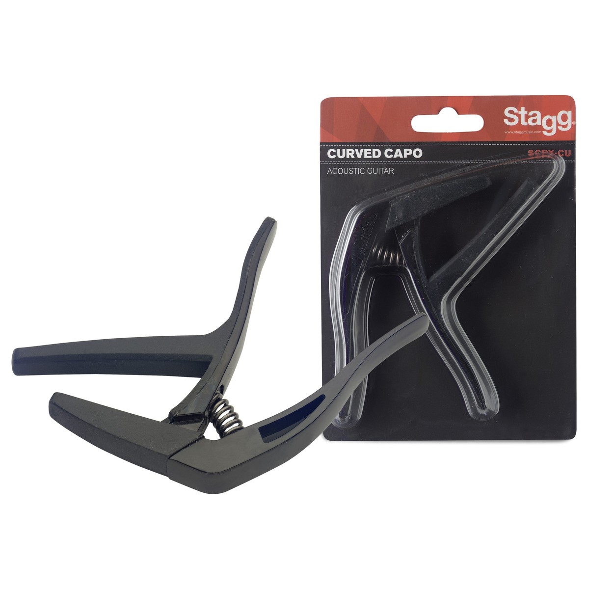 Stagg Curved Trigger Capo For Acoustic & Electric Guitar Black