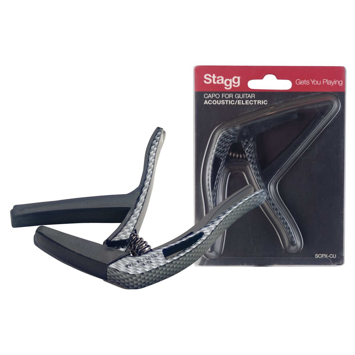 Stagg Curved Trigger Capo For Acoustic & Electric Guitar Carbon