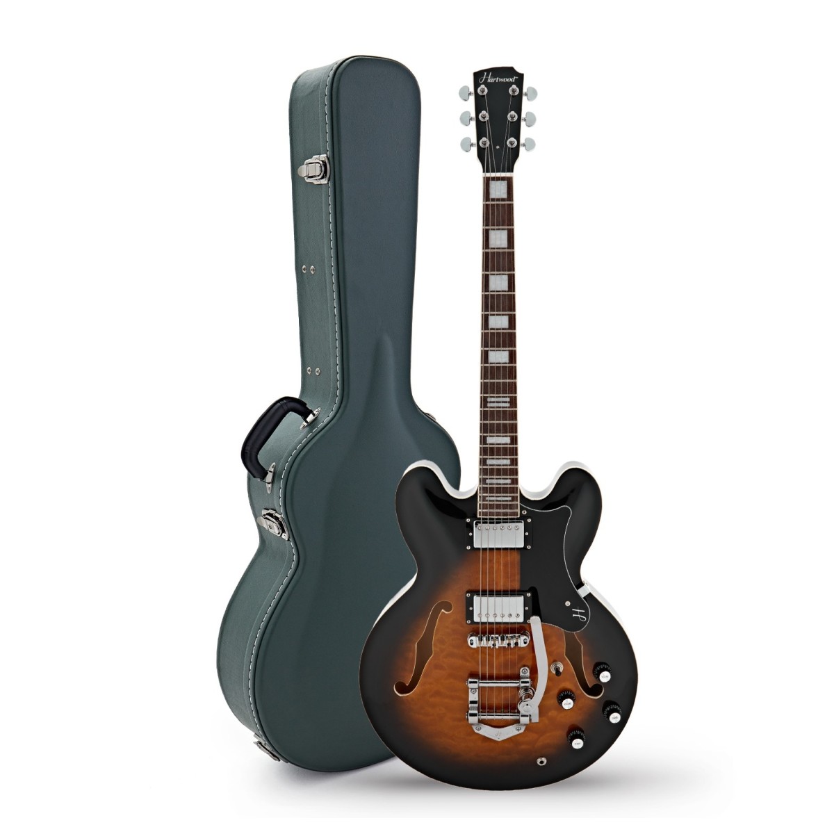 Hartwood Revival Legend TR Semi Acoustic Guitar & Hard Case Sunburst