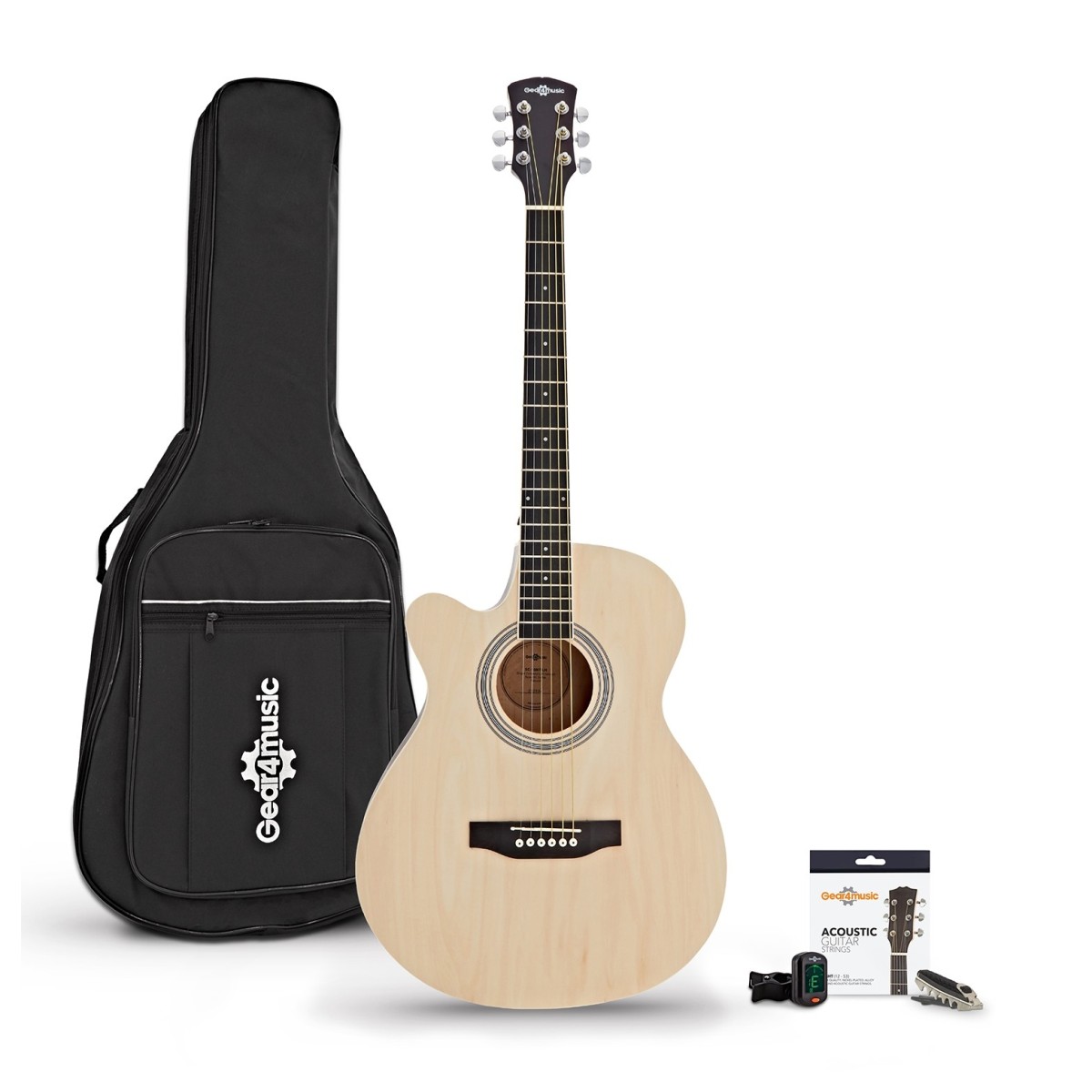 Single Cutaway Left Handed Acoustic Guitar Pack Natural