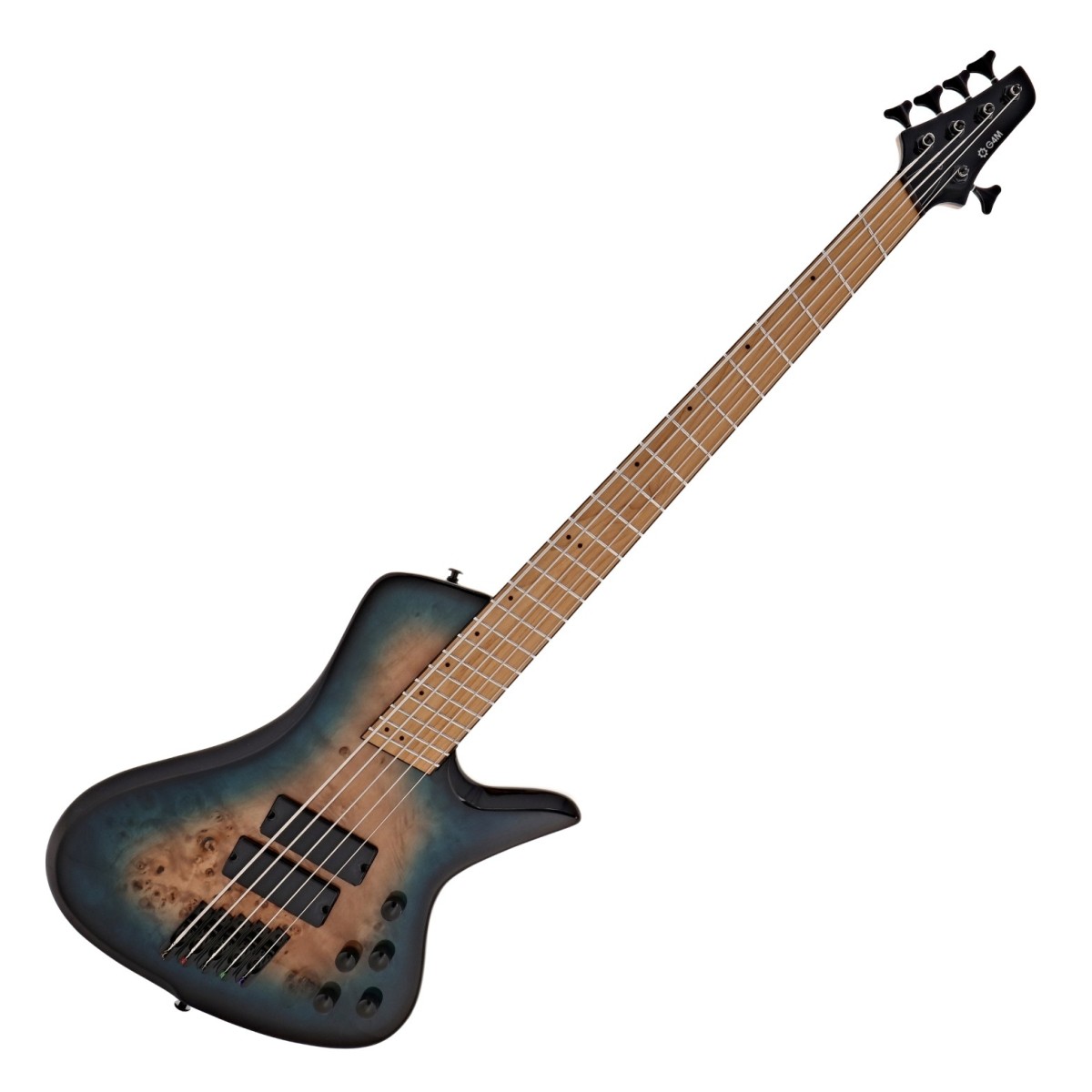 G4M 972 Fanned Fret 5-String Bass Guitar Blue Burl Burst