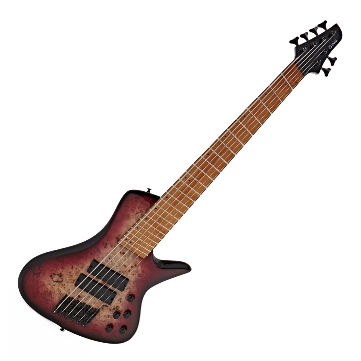 G4M 972 Fanned Fret 6-String Bass Guitar Purple Burl Burst