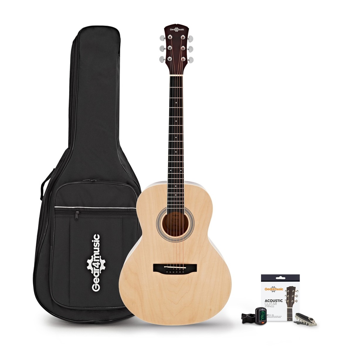 Parlour Left Handed Acoustic Guitar & Accessory Pack Natural