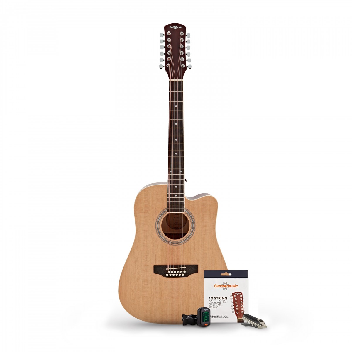 Dreadnought 12 String Acoustic Guitar & Accessory Pack Natural