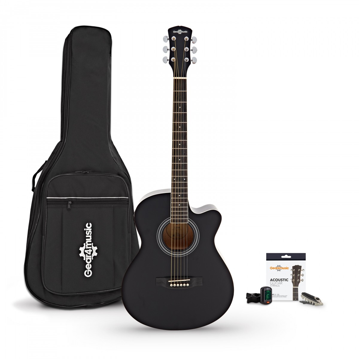 Single Cutaway Electro Acoustic Guitar & Accessory Pack Black