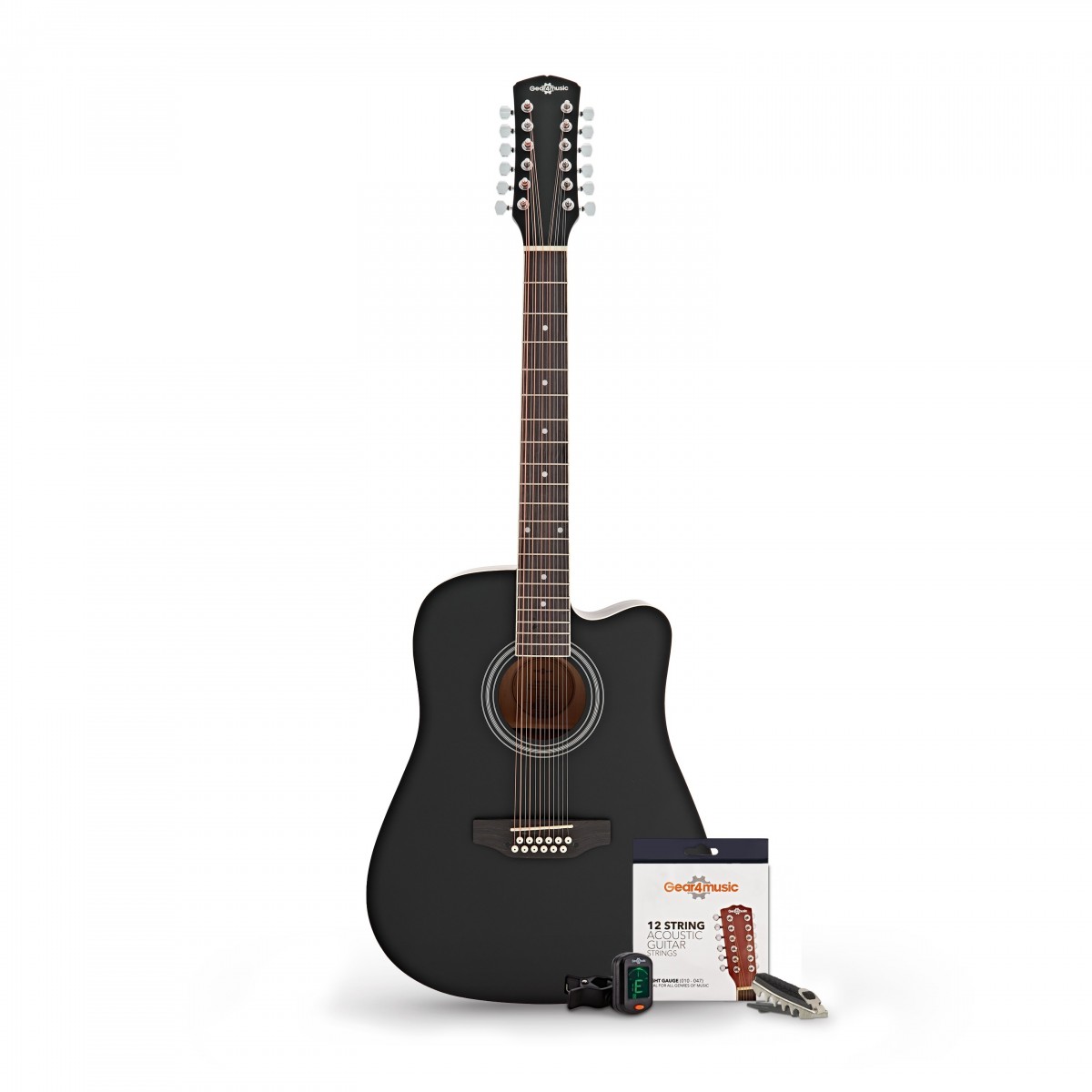 Dreadnought 12 String Acoustic Guitar & Accessory Pack Black