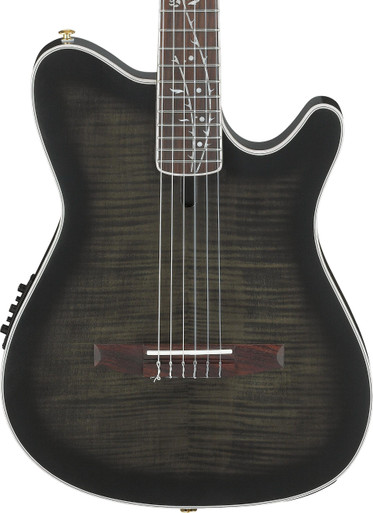 Ibanez TOD10N Tim Henson Tree of Death Thinline Acoustic Guitar in Black Burst Fade Low Gloss