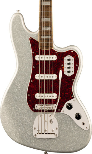 Squier Limited Edition Classic Vibe Bass VI in Silver Sparkle, Matching Headstock