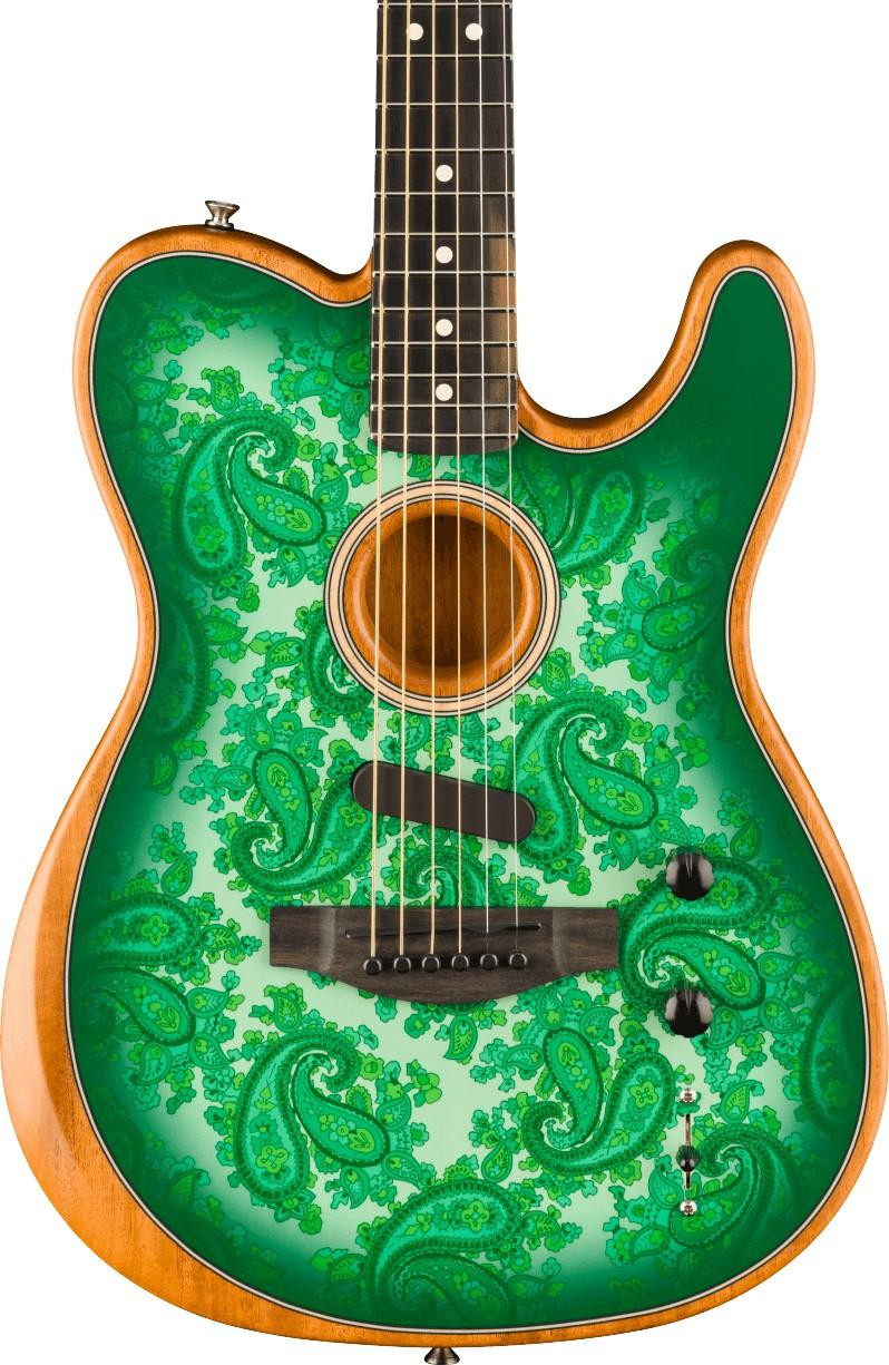 Fender Limited Edition American Acoustasonic Telecaster in Green Paisley - Image 1