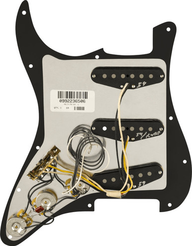 Fender Pre-Wired Strat Pickguard Pure Vintage 59 with RWRP Middle Black 11 Hole PG - Image 2