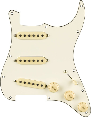 Fender Pre-Wired Strat Pickguard Pure Vintage 65 with RWRP Middle Parchment 11 Hole PG - Image 1