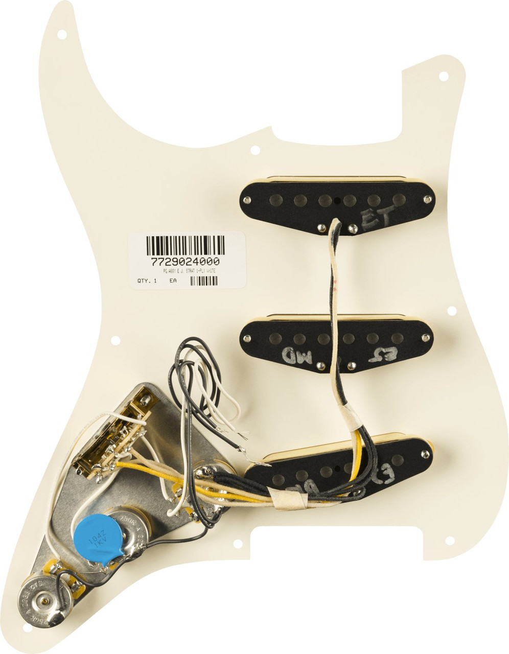 Fender Pre-Wired Strat Pickguard Eric Johnson Signature Parchment 8 Hole PG - Image 5