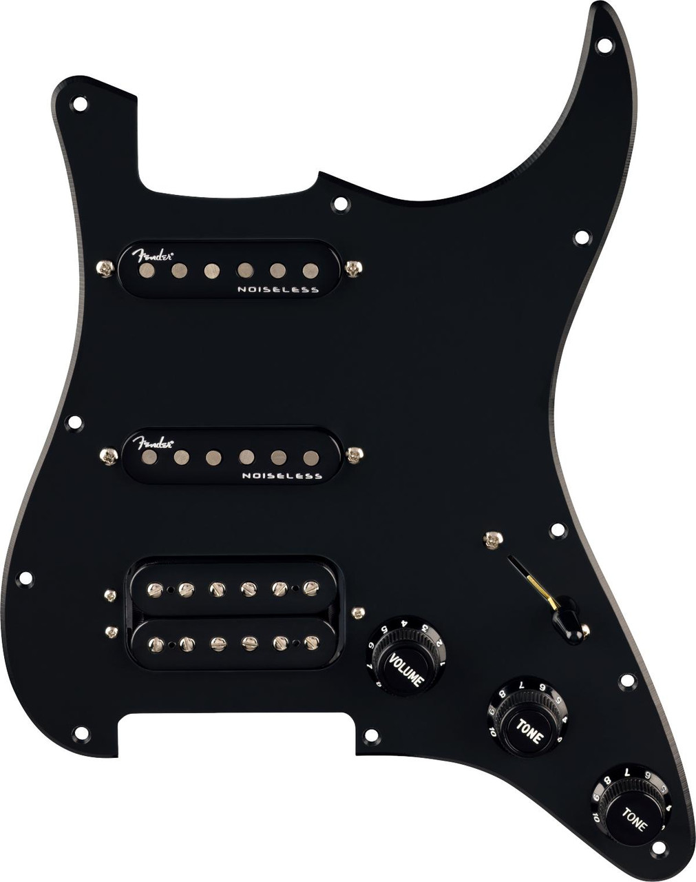 Fender Pre-Wired Strat Pickguard Quadra Tap-Ultra Noiseless HSS Black 11 Hole PG - Image 4