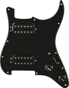 Fender Pre-Wired Strat Pickguard Quadra Tap HH Black 11 Hole PG - Image 2