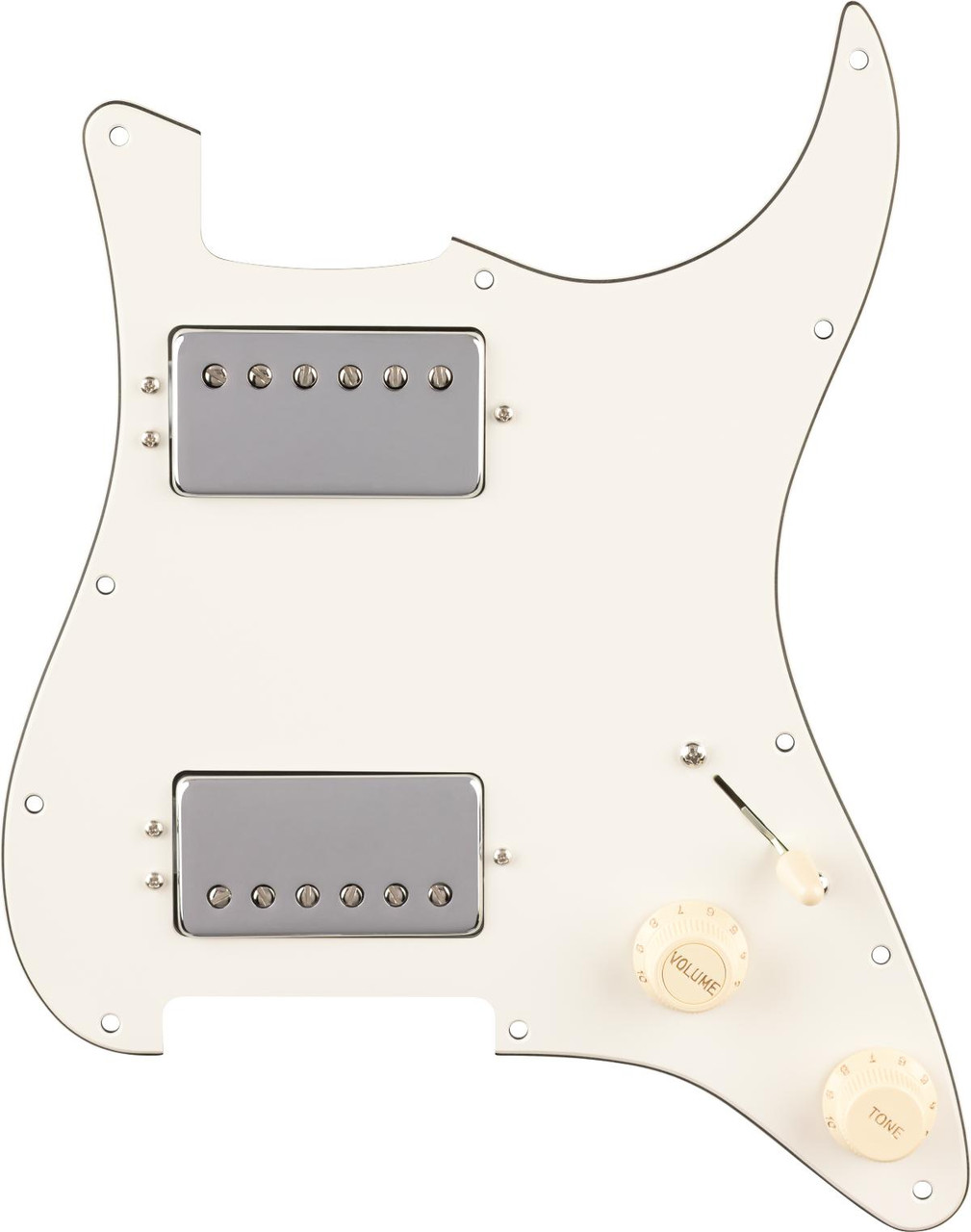Fender Pre-Wired Strat Pickguard Quadra Tap HH Parchment 11 Hole PG - Image 4