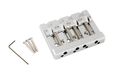 Fender HiMass String-Through 4-String Bass Bridge Assembly With Brass Saddles Chrome - Image 1
