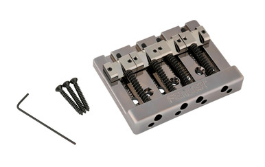Fender HiMass String-Through 4-String Bass Bridge Assembly With Brass Saddles Black Chrome - Image 1