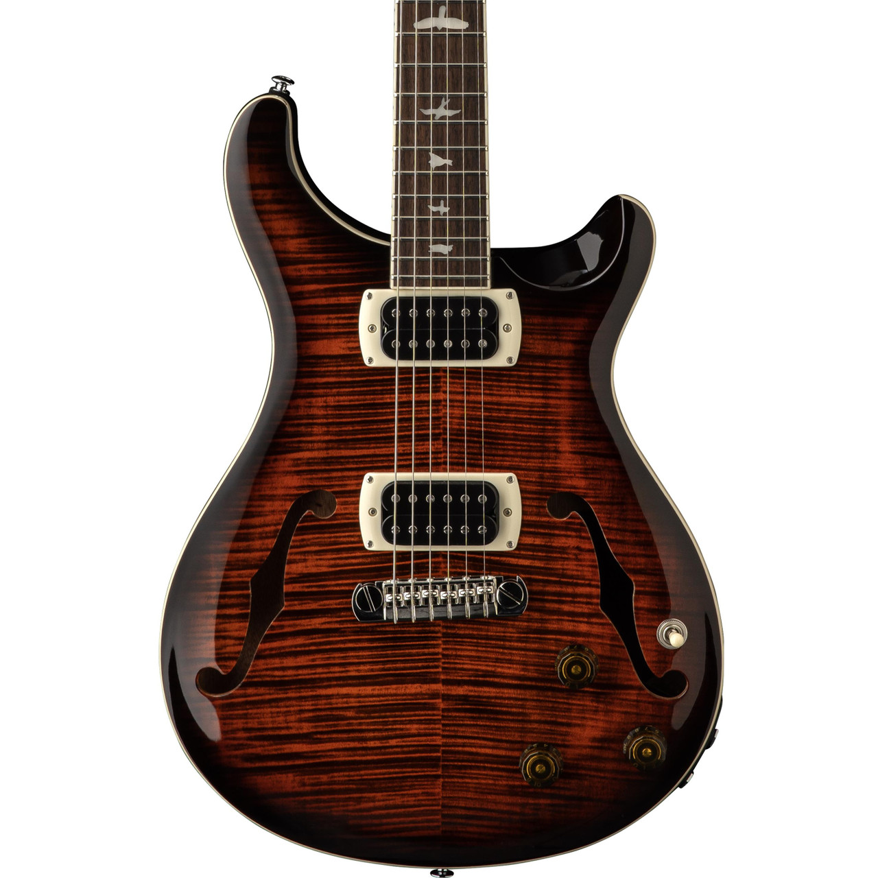 PRS SE Hollowbody I Piezo Electric Guitar in Orange Tiger Smokeburst