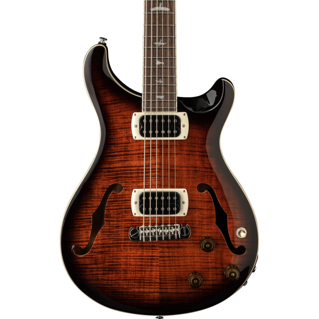 PRS SE Ed Sheeran Hollowbody I Piezo Baritone Electric Guitar in Orange Tiger Smokeburst