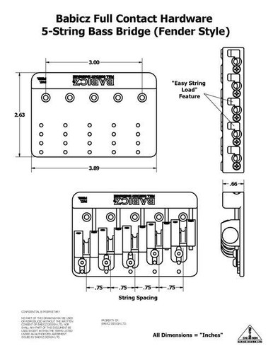 Babicz FCH5 Bass Bridge 5 Hole Mount in Chrome - Image 2