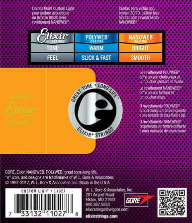 Elixir Bronze Nanoweb - Custom Light / 11-52 Acoustic Strings - Image 2