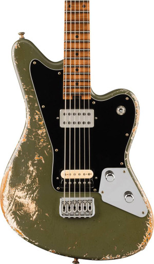 Jackson Custom Shop Misha Mansoor Baritone Surfcaster Electric Guitar in Army Drab Green Relic