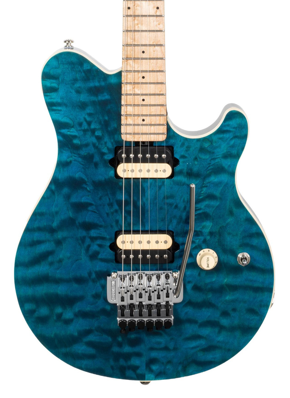 Music Man 30th Anniversary Axis Electric Guitar in Translucent Blue Quilt Top