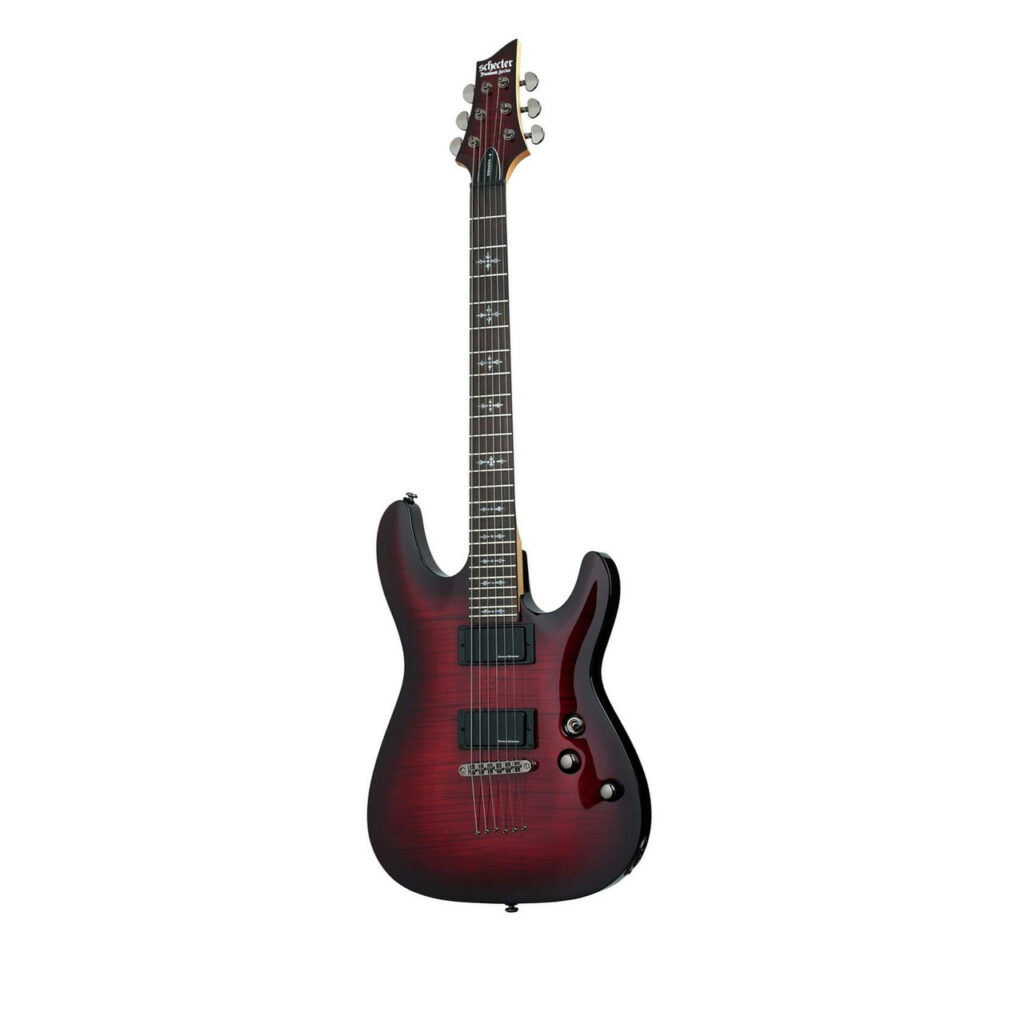 Schecter DEMON-6 Flamed Maple Top in Crimson Red Burst
