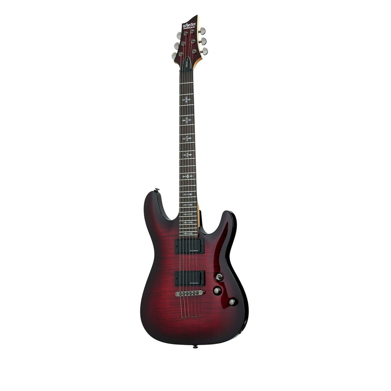 Schecter DEMON-6 Flamed Maple Top in Crimson Red Burst - Image 5
