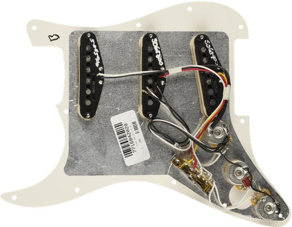 Fender Pre Wired Pickguard Stratocaster SSS Tex Mex in Parchment - Image 5