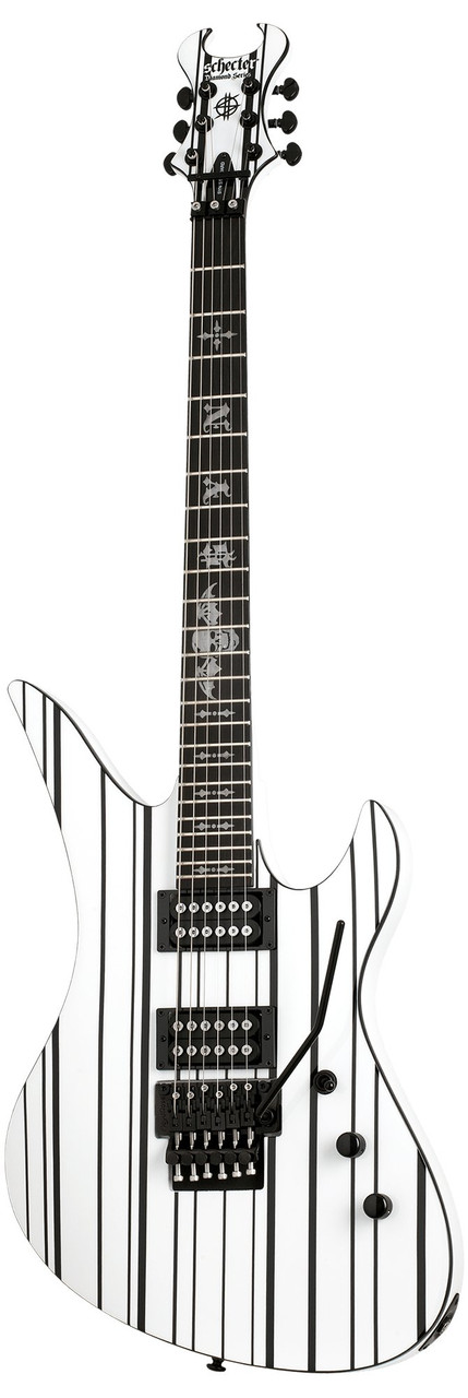 Schecter Synyster Gates Standard in White with Black Pinstripes - Image 5