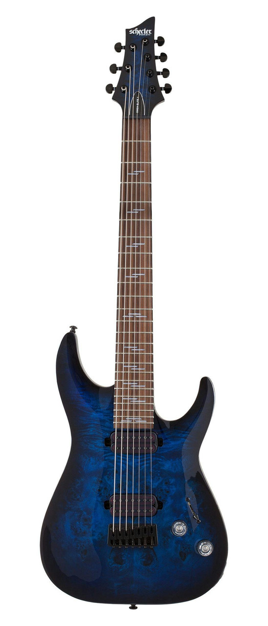 Schecter Omen Elite 7 in See Thru Blue Burst - Image 5
