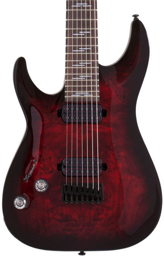 Schecter Omen Elite 7 Left Handed in Black Cherry Burst